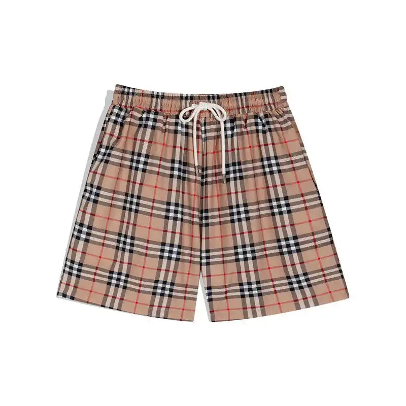 Trendy Designer Karo Shorts Beige