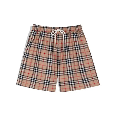 Trendy Designer Karo Shorts Beige