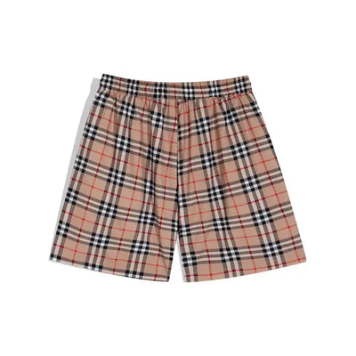 Trendy Designer Karo Shorts Beige